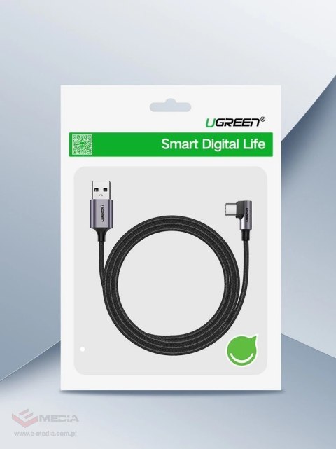 Kabel Ugreen US284 50941 USB-A (prosty) / USB-C (kątowy) 3A 1m - szary